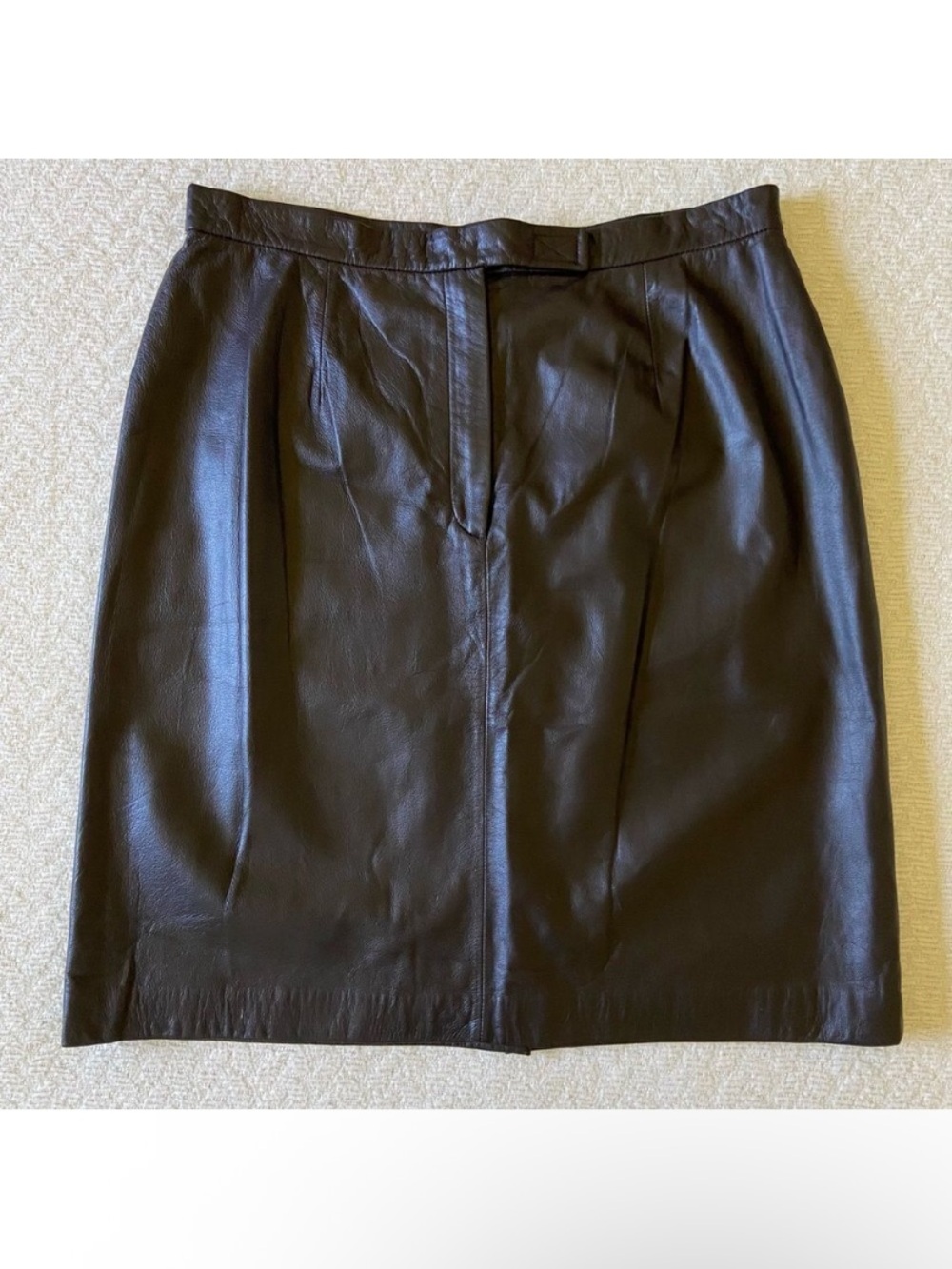 Apostrophe Brown Leather Skirt